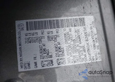 2017 Nissan Rogue Sv from USA, damaged, VIN 5N1AT2MV1HC826536